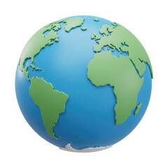 Naklejka premium 3D Render of the Earth Isolated on a Transparent Background. Cut Out, Clipping Path.