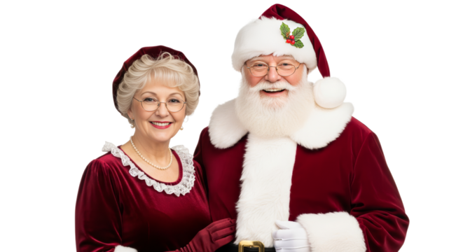 Santa Claus and Mrs. Claus share joy and warmth during festive Christmas celebrations in their traditional red outfits