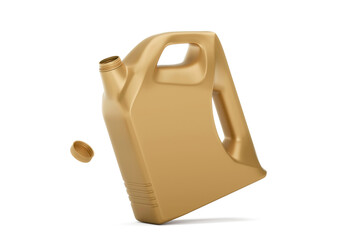 Opened brown plastic fuel tank, transparent background