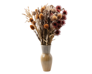 vase with dried flowers isolated on white background PNG, ai generated