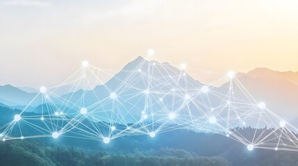 AI Generated Mountain Landscape with Network Connections