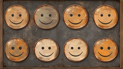 Fototapeta premium Rustic Metal Smiley Faces Wall Art Decor