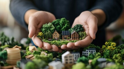 Entrepreneur present innovative sustainable business model to engaged community audience surround by eco-friendly products in modern conference room. Startup founder showcasing environmental business.