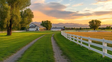 Luxury equestrian estate featuring modern stable facilities with riding arena and rolling pastures surrounded by elegant white fencing perfect for prestigious countryside property concept
