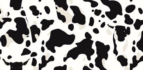 Fototapeta premium Seamless black and white cow spots pattern organic texture playful clean background versatile design