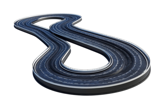 Curved Road Track with Smooth Texture and Detailed Asphalt Surface Suitable for Racing Games and Creative Projects in 3D Environment