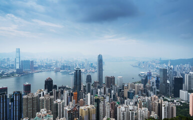 Top view of Hong Kong Victoria Harbour