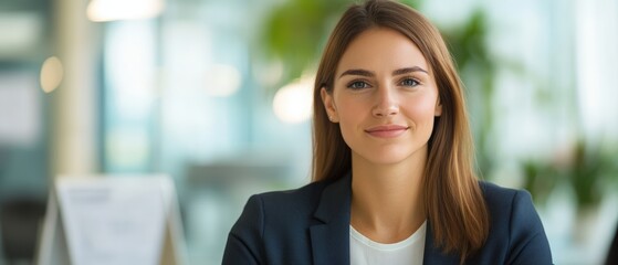 Confident female consultant offering premium services to customer in high end showroom featuring stylish modern decor and sophisticated professional consultation environment