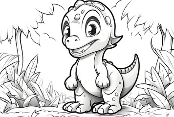 Obraz premium Cute Stegosaurus coloring page for kids