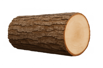Wooden log cross-section revealing annual growth rings, highlighting natural wood texture and forestry industry details
