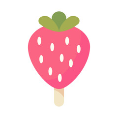 Strawberry Shaped Ice Cream Bar Vector Illustration, Strawberry Ice Pop Vector