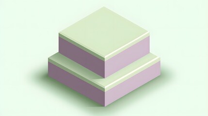 Abstract Two-Layered Geometric Isometric Platform Green Purple