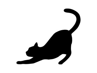 cat silhouette　17　伸びをする猫のシルエット　icon