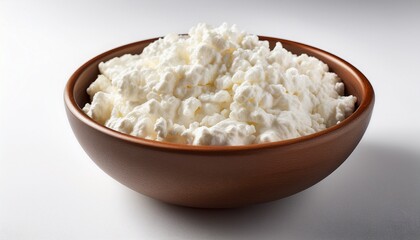 cottage cheese bowl on white background healthy dairy food nutrition concept