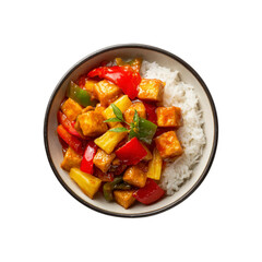 Sweet and Sour Tofu with Rice - Delicious Asian Cuisine