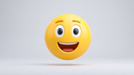 Fototapeta premium Joyful emoji with exaggerated grin floating in gradient background celebrating happiness and smile ratings happy symbol representation