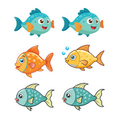 Naklejka premium Set of cartoon fish