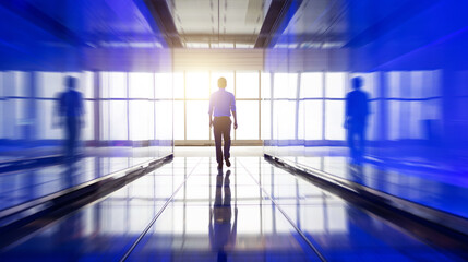 Businessman walking in the office corridor