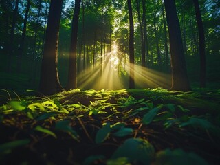 Obraz premium sun rays in the forest