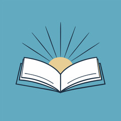 Open book vector illustration of an isolated white textbook with a bookmark, perfect for education and reading