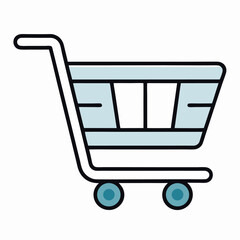 Simple vector illustration of a shopping cart icon used for online store buttons and e-commerce design