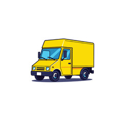 Vector art of a yellow delivery truck is isolated on white background