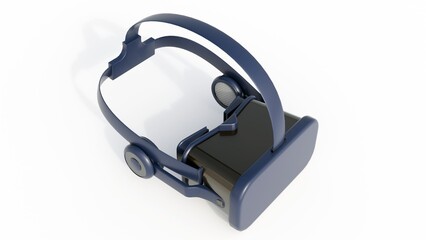 A 3d rendering of modern Virtual Reality or VR headset. The advanced technology and immersive experience, ready for virtual gaming or other digital explorations.