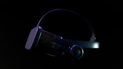 A 3d rendering of modern Virtual Reality or VR headset. The advanced technology and immersive experience, ready for virtual gaming or other digital explorations.