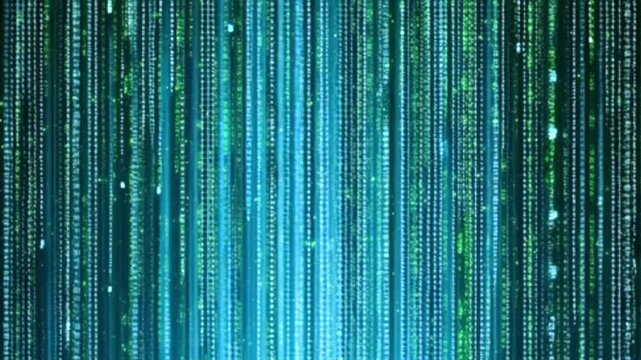 Binary Code Rain Overlay &ndash; Blue Green Digital Stream Effect
