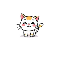Vector art of a cute cartoon cat sits happily, isolated on white background