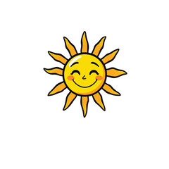 Vector art of a happy cartoon sun smiles cheerfully with rosy cheeks isolated on white background