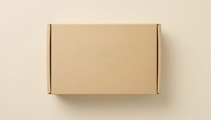 Tan cardboard box against beige surface