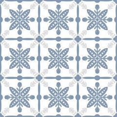 Soft blue and gray seamless floral pattern with delicate botanical elements. Perfect for textile prints, backgrounds, wallpaper, and elegant design projects.