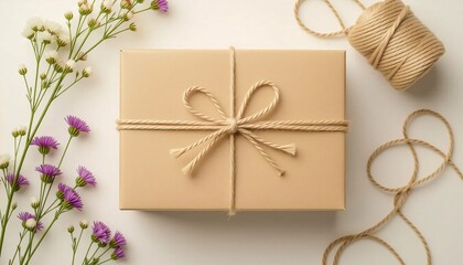Elegantly wrapped present with floral accents