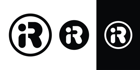 Letter ir or ri logo symbol icon vector. Rounded style brand mark