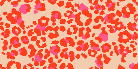 Seamless subtle red and pink leopard print tileable animal pattern vector. for fabric, textiles, clothing, wrapping paper, cover, banner, interior decor, abstract backgrounds.