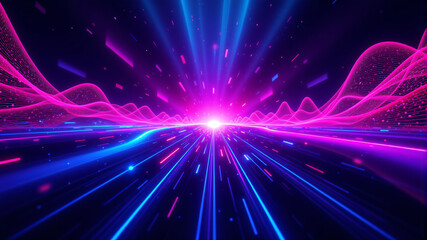 Fototapeta premium Futuristic Neon Light Explosion in Space