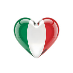 Italy Flag in 3D Glass Heart Symbol	