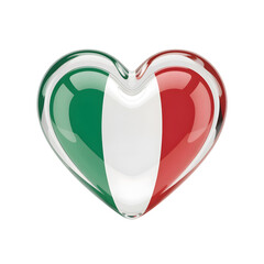 Italy Flag in 3D Glass Heart Symbol	