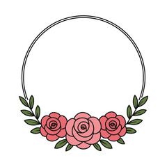 Delicate Circular Floral Wreath with Three Roses