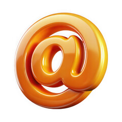 Obraz premium Glossy orange at symbol 3d render isolated on transparent background