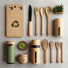 Eco-Friendly Bamboo Kitchen Utensils and Cutlery Set
