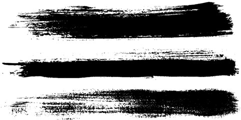 Painted grunge stripes set. Black labels, background, paint texture. Brush strokes vector.