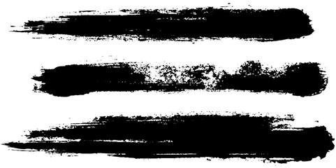 Painted grunge stripes set. Black labels, background, paint texture. Brush strokes vector.
