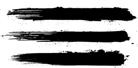Painted grunge stripes set. Black labels, background, paint texture. Brush strokes vector. Handmade design elements.