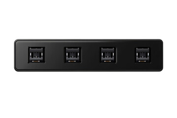 Streamlining connections A sleek black USB hub amplifies workflow offering versatile on transparent background