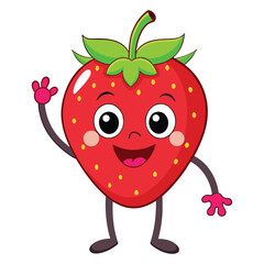 Happy strawberry waving