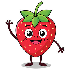 Happy strawberry waving
