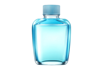 Sparkling blue liquid potion bottle an alchemist s elixir for health and magic isolated on transparent background