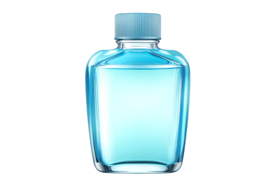 Sparkling blue liquid potion bottle an alchemist s elixir for health and magic isolated on transparent background